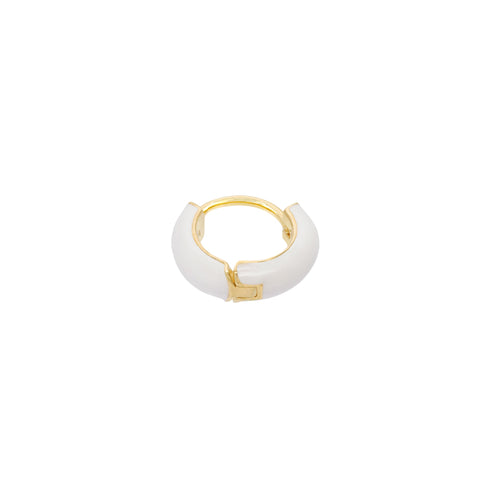 WHITE ENAMEL HUGGIE GOLD